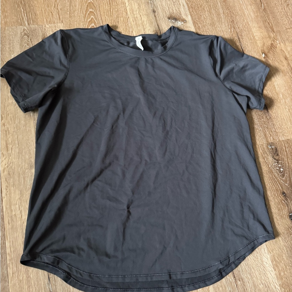 Lululemon Dark Gray High Neck Running and Training T Shirt Short Sleeve Size 12